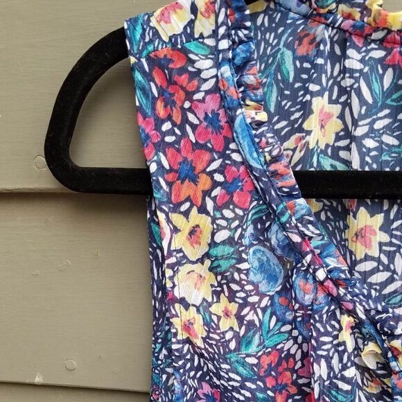 Sheer Liz Claiborne Multi-color Floral Top Size Large - Picture 6 of 9